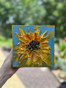 6x6 Textured Sunflower Painting