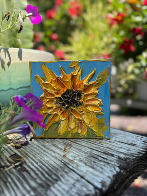 6x6 Textured Sunflower Painting